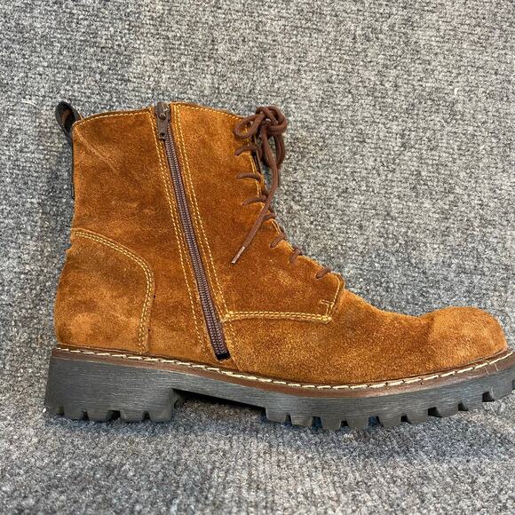 Josef Seibel Rich Cognac Brown Suede Combat Style Boots Mens 41 EU 8.5 US